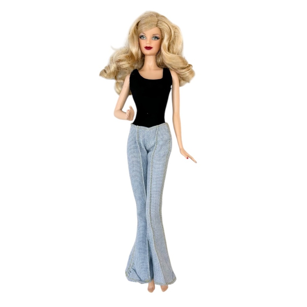 Barbie Doll 2011 Holiday Blonde Green Eyes Muse Model Black Bodysuit and Jeans